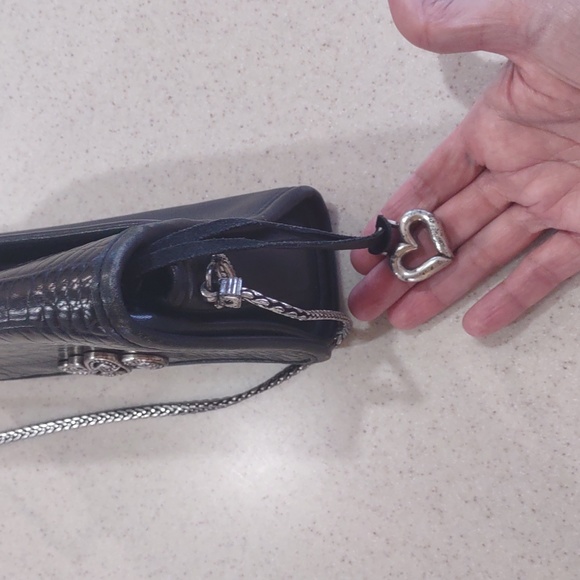 Brighton Black Leather Crocodile Embossed Crossbody Bag - Picture 5 of 16